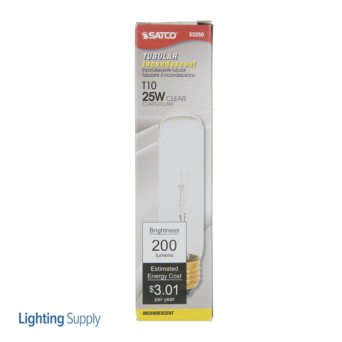 SATCO/NUVO 25T10 25W T10 Incandescent Clear 2000 Hours 200Lm Medium Base 120V 2700K (S3250)