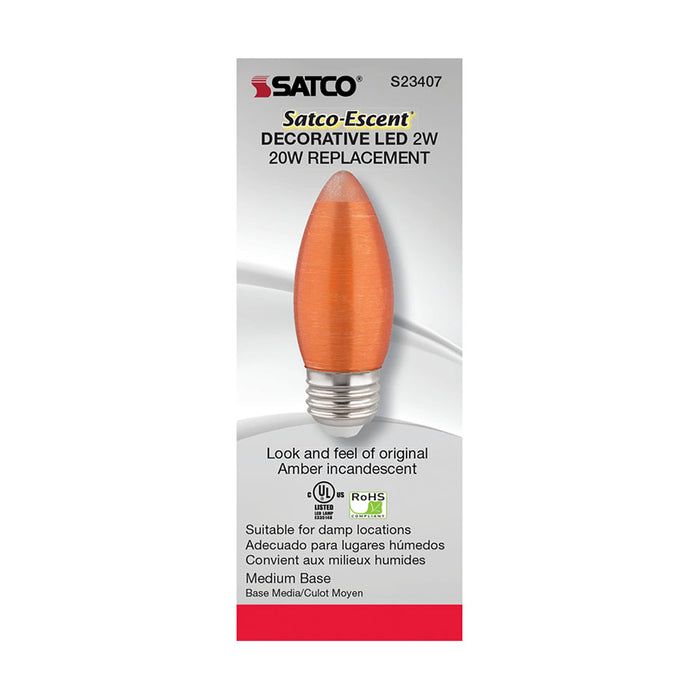 SATCO/NUVO 2W C11 LED Satin Spun Amber Medium Base 2100K 100Lm 120V (S23407)