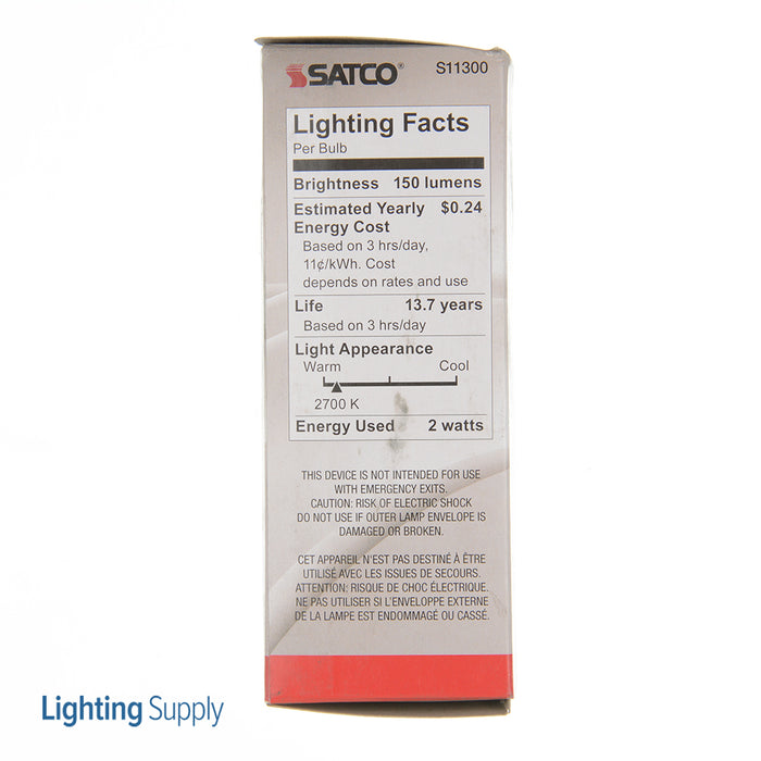 SATCO/NUVO 2W CA11 LED Satin Spun Clear Candelabra Base 2700K 120V (S11300)
