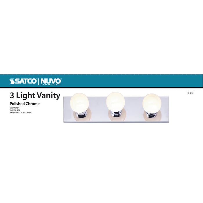 SATCO/NUVO 3-Light 18 Inch Vanity Strip Color Retail Packaging (60-6112)