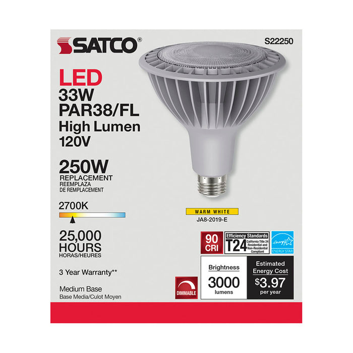 SATCO/NUVO 33W PAR38 High Lumen LED 2700K Medium Base 120V (S22250)
