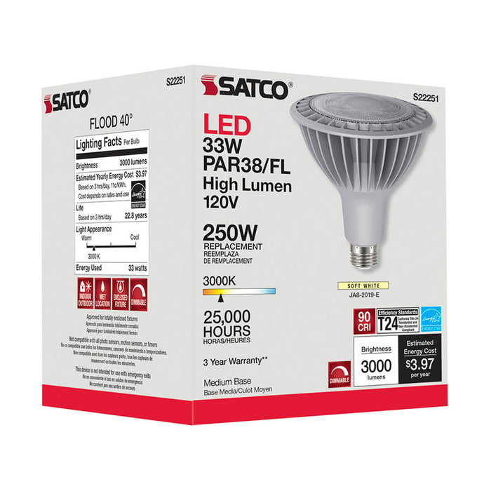 SATCO/NUVO 33W PAR38 High Lumen LED 3000K Medium Base 120V (S22251)