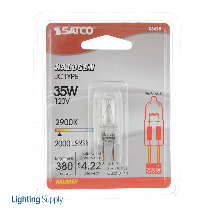 SATCO/NUVO 35T4/CL 35W Halogen T4 Clear 2000 Hours 380Lm Bi-Pin Gy6.35 Base 120V 2900K (S3418)