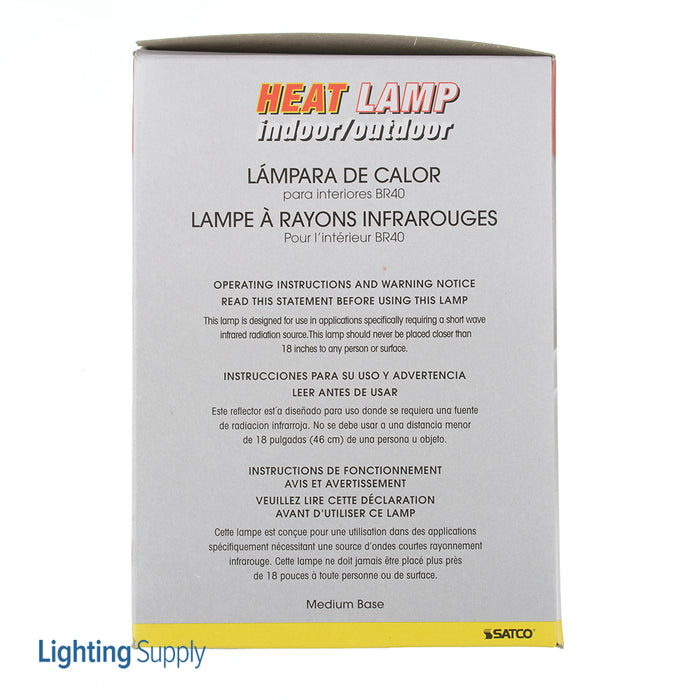 SATCO/NUVO 375BR40/1 120V Clear Heat Lamp 375W R40 Incandescent Clear Heat 5000 Hours Medium Base 120V 2700K (S4366)