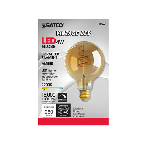 SATCO/NUVO 4.5G30/SPIRAL/LED/AMB/120V 4.5W G30 LED Amber Medium Base 2000K 260Lm 120V (S9968)