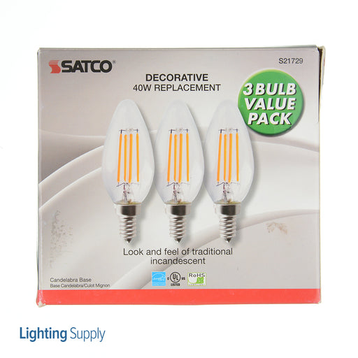 SATCO/NUVO 4.5W B11 LED Clear Candelabra Base 3000K 120V Carded (S21729)