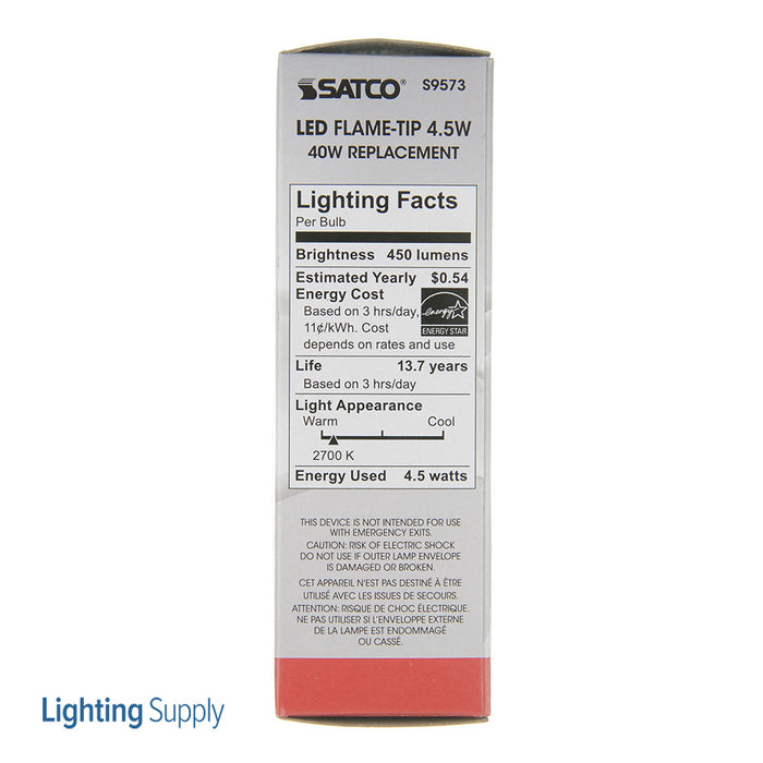 SATCO/NUVO 4.5W EFC/LED/27K/120V 4.5W CA11 LED Clear Medium Base 2700K 450Lm 120V (S9573)