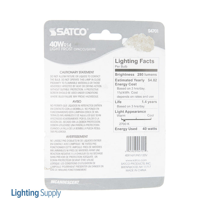 SATCO/NUVO 40R14N 40W R14 Incandescent Clear 1500 Hours 280Lm Intermediate Base 120V 2700K (S4701)