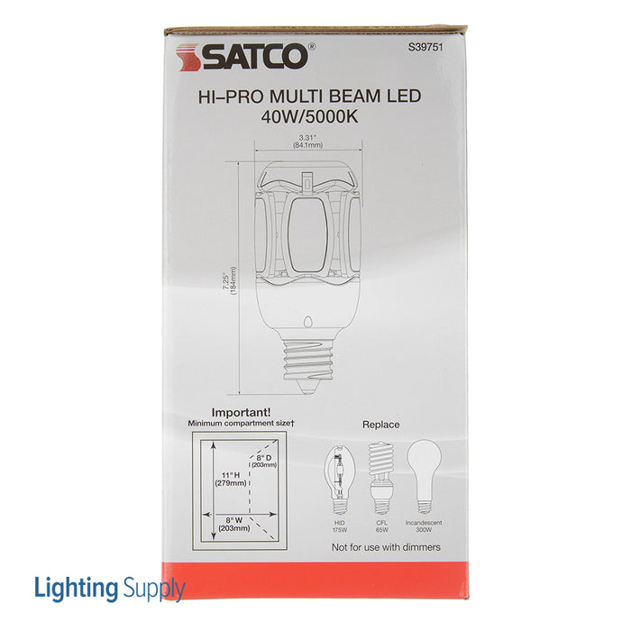 SATCO/NUVO 40W LED HID Replacement 5000K Mogul Extended Base Adjustable Beam Angle 100-277V (S39751)