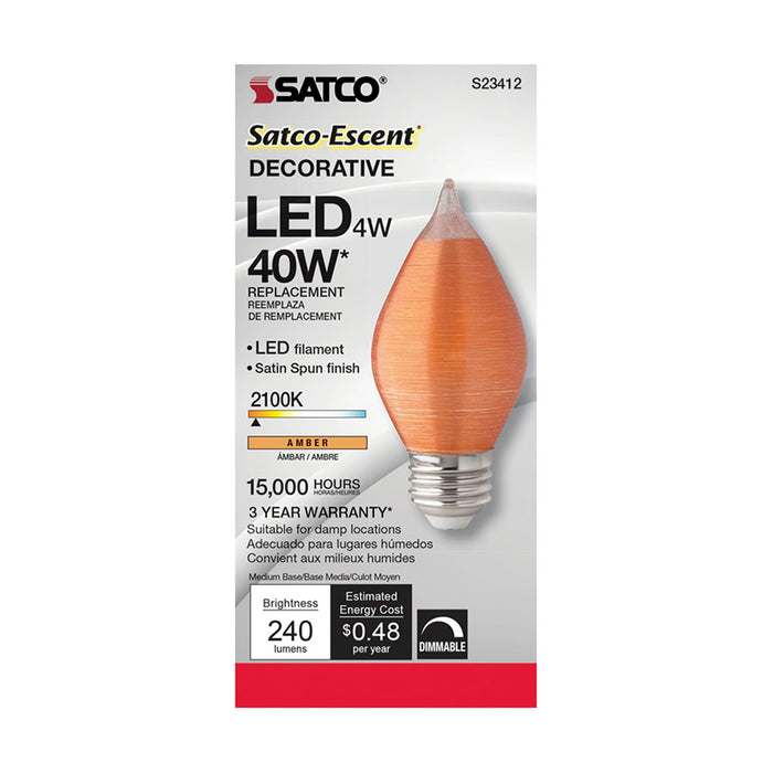 SATCO/NUVO 4W C15 LED Satin Spun Amber Medium Base 2100K 240Lm 120V (S23412)