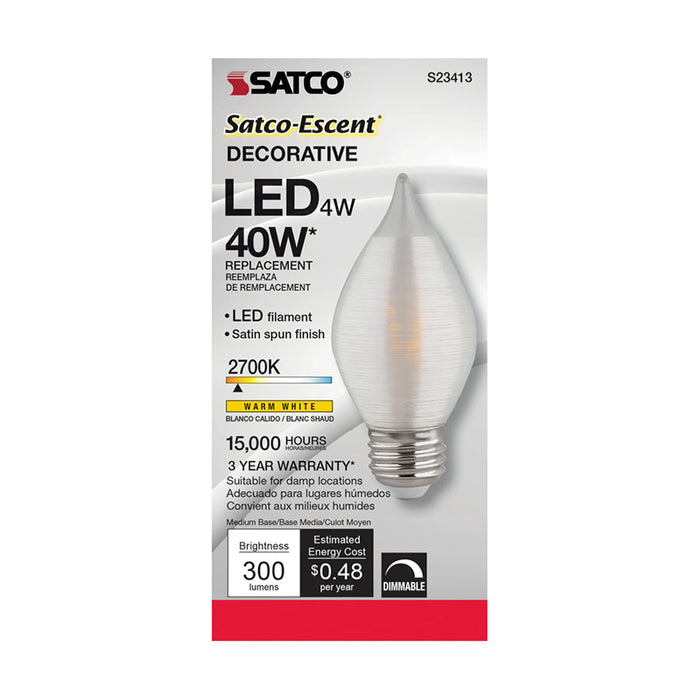 SATCO/NUVO 4W C15 LED Satin Spun Clear Medium Base 2700K 300Lm 120V (S23413)