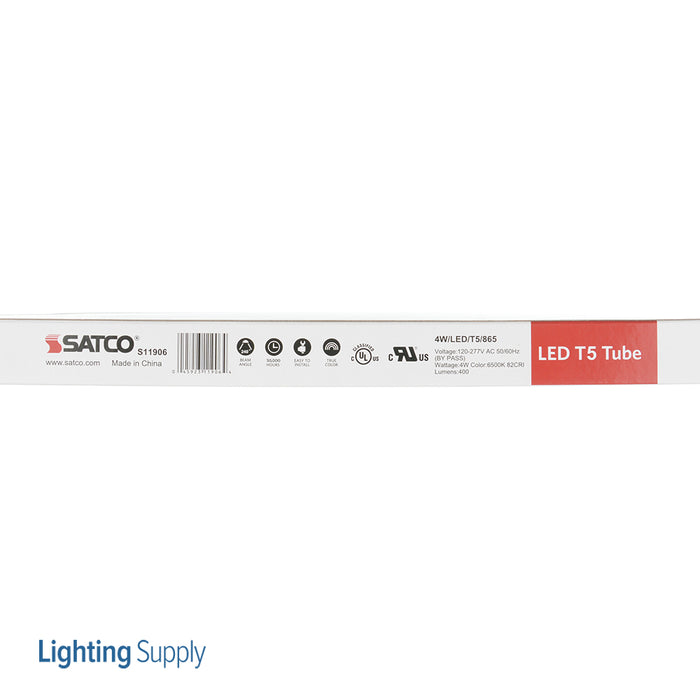 SATCO/NUVO 4W T5 LED Miniature Bi-Pin Base 6500K 50000 Hours 400Lm 120-277V Type B Ballast Bypass Double Ended Wiring (S11906)