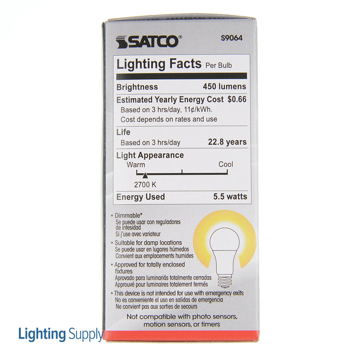 SATCO/NUVO 5.5A15/LED/2700K/E17/120V 5.5W A15 LED 2700K E17 Intermediate Base 230 Degree Beam Spread 120V (S9064)