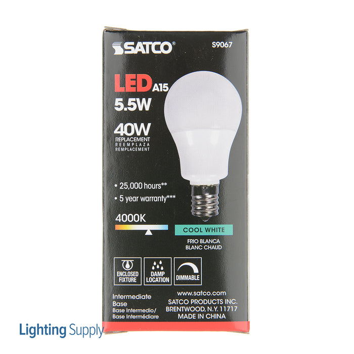 SATCO/NUVO 5.5A15/LED/4000K/E17/120V 5.5W A15 LED 4000K E17 Intermediate Base 230 Degree Beam Spread 120V (S9067)