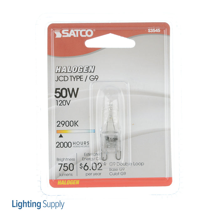 SATCO/NUVO 50T4/G9/CL 50W Halogen T4 Clear 2000 Hours 750Lm Double Loop Base 120V 2900K (S3545)