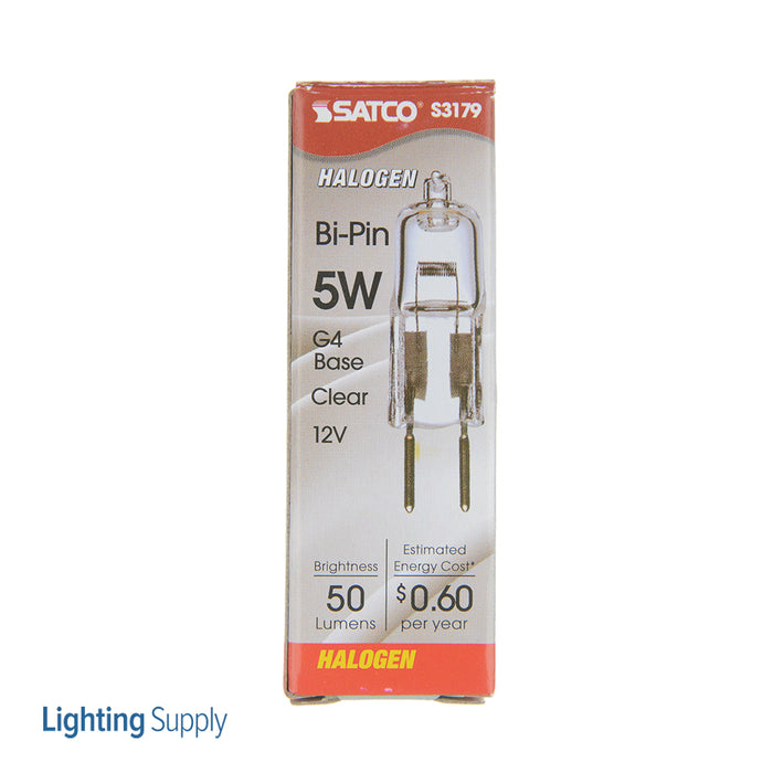 SATCO/NUVO 5T3/CL 5W Halogen T3 Clear 2000 Hours 50Lm Bi-Pin G4 Base 12V 2900K (S3179)