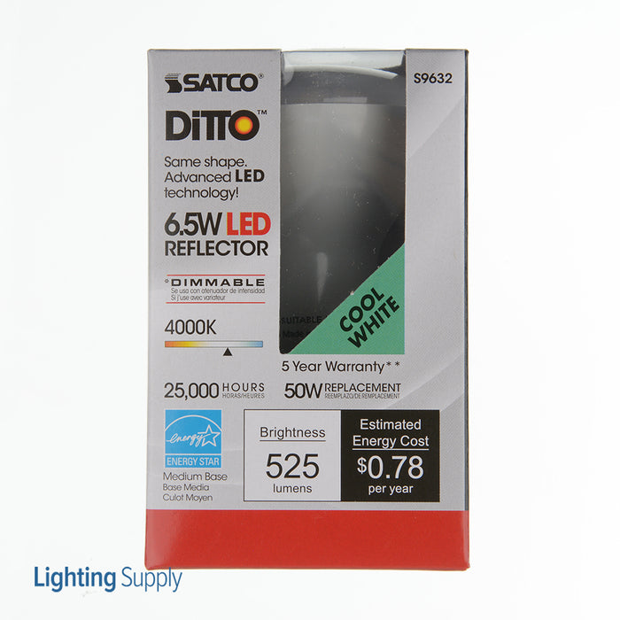 SATCO/NUVO Ditto 6.5R20/LED/4000K/525L/120V 6.5W LED R20 4000K 107 Degree Beam Spread Medium Base 120V Dimmable (S9632)