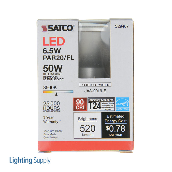 SATCO/NUVO 6.5W PAR20 LED 3500K 40 Degree Beam Angle Medium Base 120V (S29407)