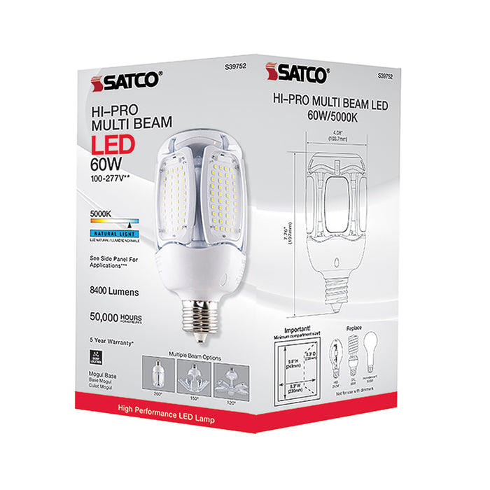 SATCO/NUVO 60W LED HID Replacement 5000K Mogul Extended Base Adjustable Beam Angle 100-277V (S39752)