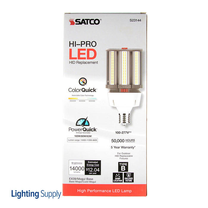 SATCO/NUVO 63W/80W/100W Wattage Selectable LED HID Replacement CCT Selectable 3000K/4000K/5000K Extended Mogul Base 100-277V (S23144)