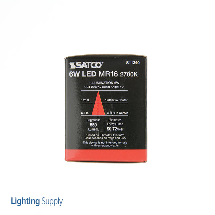 SATCO/NUVO 6W MR16 LED 2700K GU5.3 Base 40 Degree Beam Angle 24V (S11340)