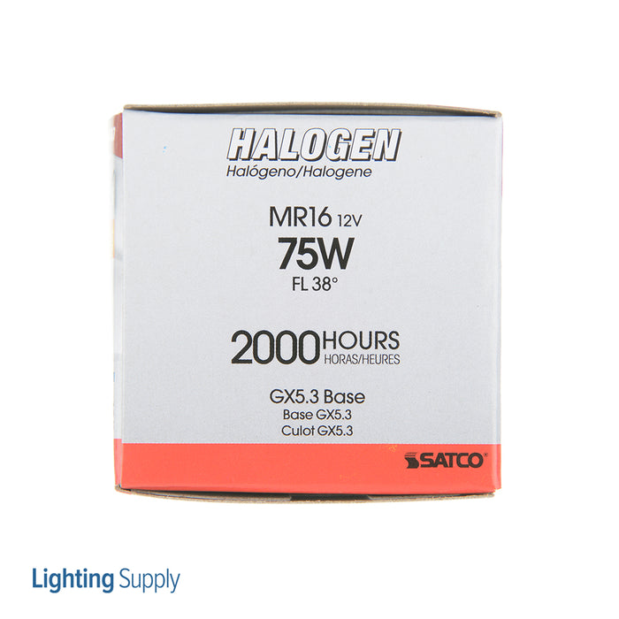 SATCO/NUVO 75MR16/FL/C 75W Halogen MR16 EYC 2000 Hours Miniature 2 Pin Round Base 12V 2900K (S4187)