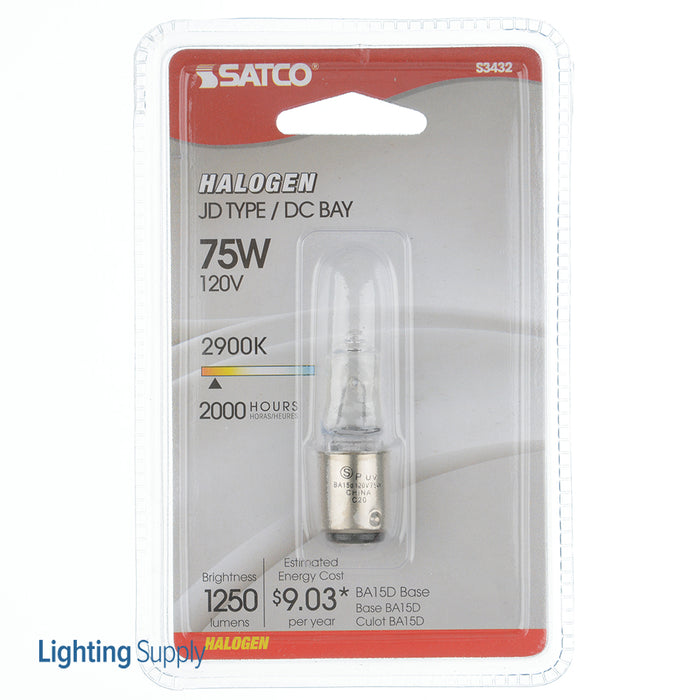 SATCO/NUVO 75Q/CL/DC 75W Halogen T4 Clear 2000 Hours 1250Lm DC Bay Base 120V 2900K (S3432)