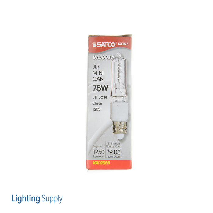 SATCO/NUVO 75Q/CL/MC 75W Halogen T4 Clear 2000 Hours 1250Lm Miniature Candelabra Base 120V 2900K (S3157)