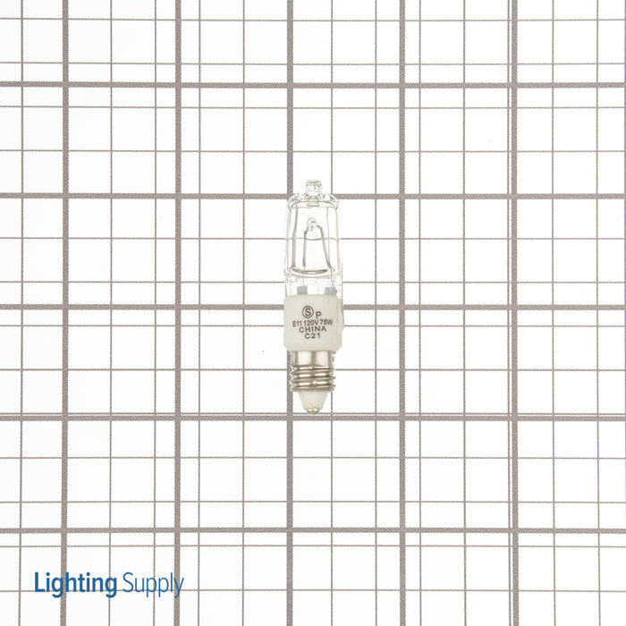 SATCO/NUVO 75Q/CL/MC 75W Halogen T4 Clear 2000 Hours 1250Lm Miniature Candelabra Base 120V 2900K (S3157)