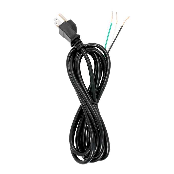 SATCO/NUVO 8 Foot 18/3 SVT 105C Heavy Duty Cord Set Black Finish 100 Carton 3 Prong Molded Plug Stripped And Slit 1/4 Inch Diameter (90-2085)