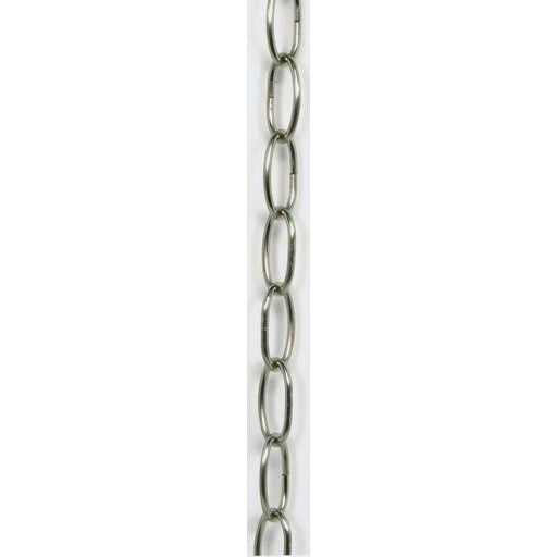 SATCO/NUVO 8 Gauge Chain Brushed Nickel Finish 1-1/2 Inch X 7/8 Inch Link X 1/8 Inch Thick 1 Yard Length 24 Yards Per Carton 35 Pounds Maximum (25-1069)