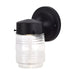 SATCO/NUVO 8W 1-Light Porch Wall Mason Jar Fixture 3000K Black Finish With Clear Glass (62-1573)