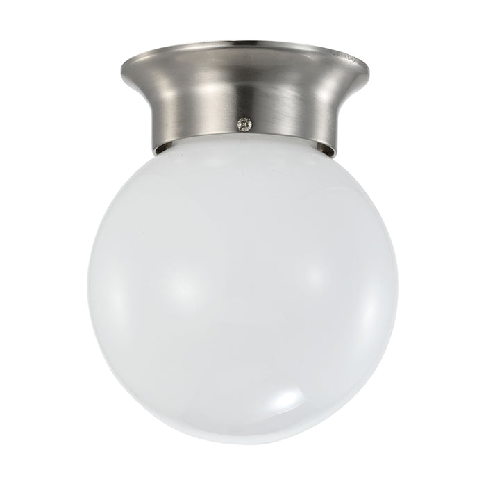 SATCO/NUVO 8W 6 Inch LED Flush Mount Fixture 3000K Dimmable Brushed Nickel Frosted Glass (62-1565)