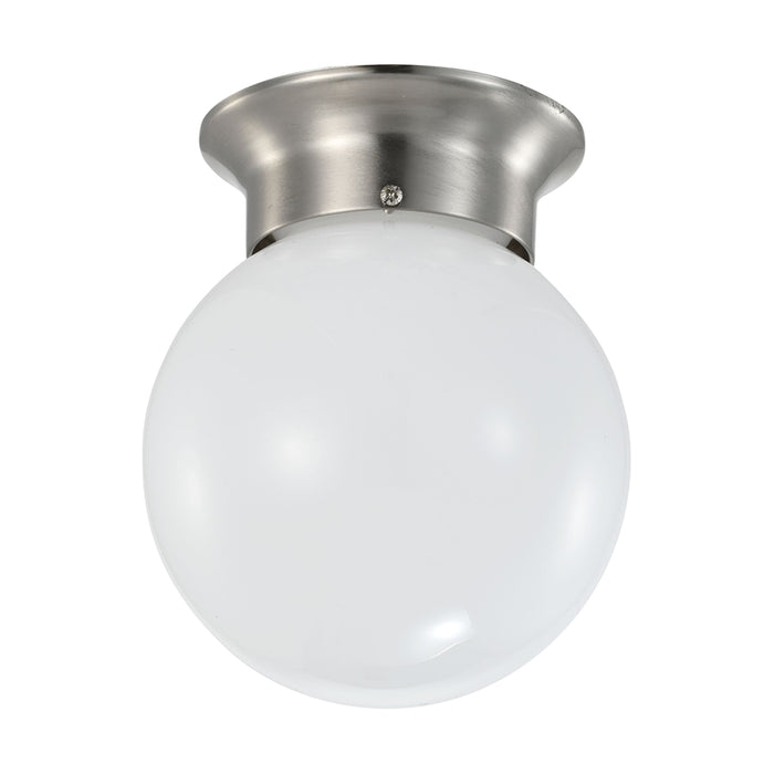 SATCO/NUVO 8W 6 Inch LED Flush Mount Fixture 3000K Dimmable Brushed Nickel Frosted Glass (62-1565)