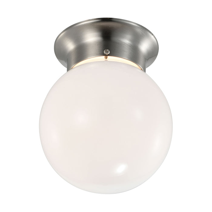 SATCO/NUVO 8W 6 Inch LED Flush Mount Fixture 3000K Dimmable Brushed Nickel Frosted Glass (62-1565)