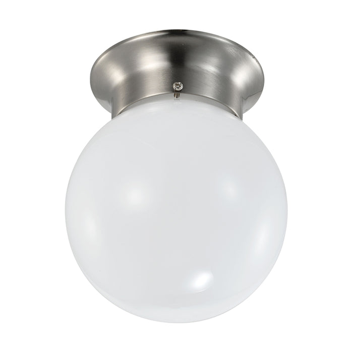 SATCO/NUVO 8W 6 Inch LED Flush Mount Fixture 3000K Dimmable Brushed Nickel Frosted Glass (62-1565)
