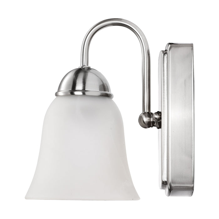 SATCO/NUVO 8W LED 1-Light Vanity Fixture 3000K Brushed Nickel With Alabaster Glass (62-1567)