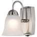 SATCO/NUVO 8W LED 1 Light Vanity Fixture 3000K Brushed Nickel With Alabaster Glass With Switch (62-1569)