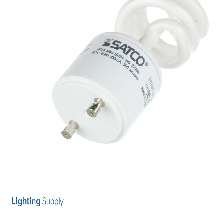 SATCO/NUVO 9GU24/27 9W Miniature Spiral Compact Fluorescent 2700K 82 CRI GU24 Base 120V (S8201)