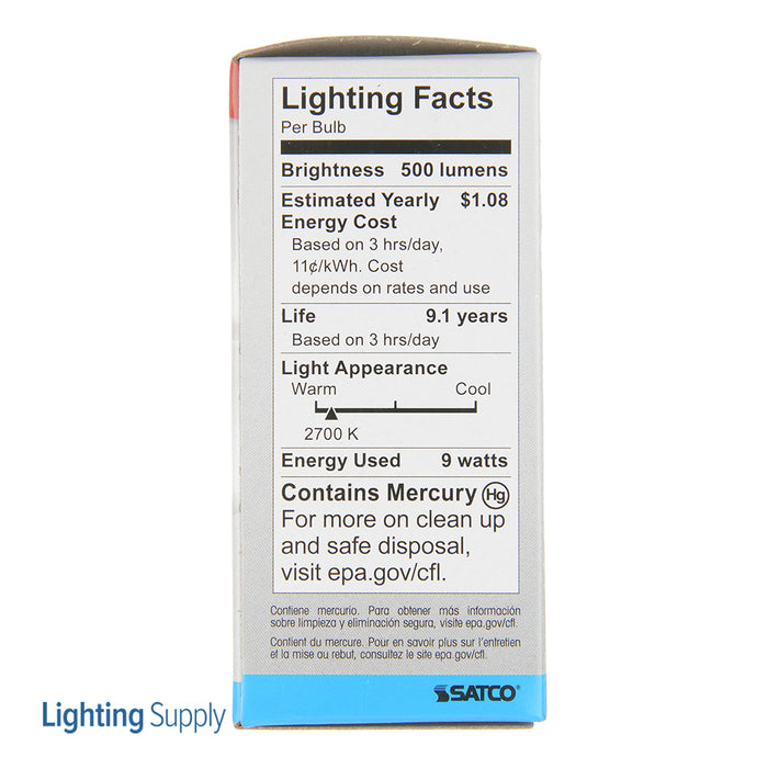 SATCO/NUVO 9GU24/27 9W Miniature Spiral Compact Fluorescent 2700K 82 CRI GU24 Base 120V (S8201)
