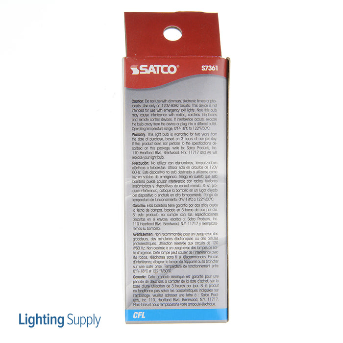 SATCO/NUVO 9T2C/27 9W Miniature Spiral Compact Fluorescent 2700K 82 CRI Candelabra Base 120V (S7361)