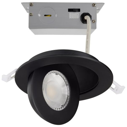 SATCO/NUVO 9W CCT Selectable LED Direct Wire Downlight Gimbaled 4 Inch Round Remote Driver Black (S11842)