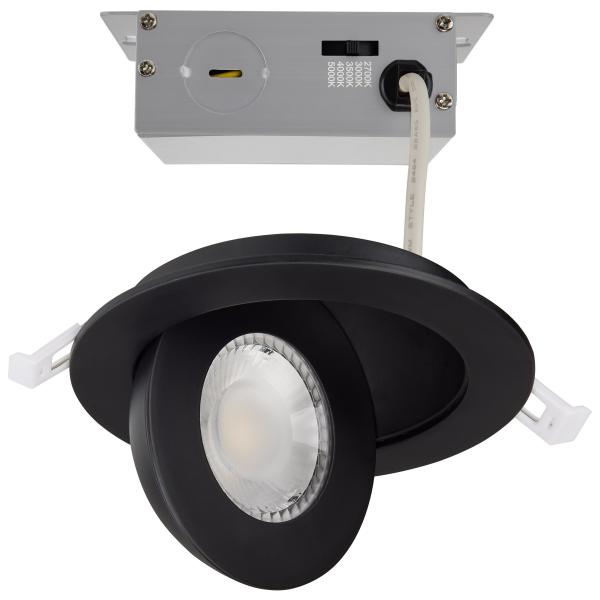 SATCO/NUVO 9W CCT Selectable LED Direct Wire Downlight Gimbaled 4 Inch Round Remote Driver Black (S11842)