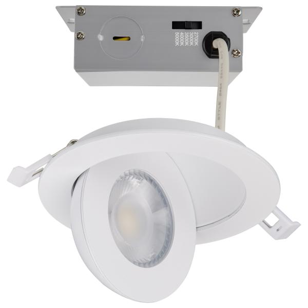 SATCO/NUVO 9W CCT Selectable LED Direct Wire Downlight Gimbaled 4 Inch Round Remote Driver White (S11840)