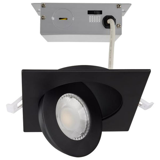 SATCO/NUVO 9W CCT Selectable LED Direct Wire Downlight Gimbaled 4 Inch Square Remote Driver Black (S11843)