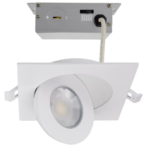 SATCO/NUVO 9W CCT Selectable LED Direct Wire Downlight Gimbaled 4 Inch Square Remote Driver White (S11841)
