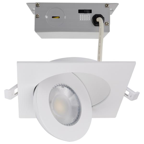 SATCO/NUVO 9W CCT Selectable LED Direct Wire Downlight Gimbaled 4 Inch Square Remote Driver White (S11841)