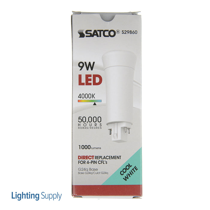SATCO/NUVO 9WPLV/LED/840/DR/4P 9W LED PL 4-Pin 4000K 1000Lm G24Q Base 50000 Hours 120 Degree Beam Spread Type A Ballast Dependent (S29860)