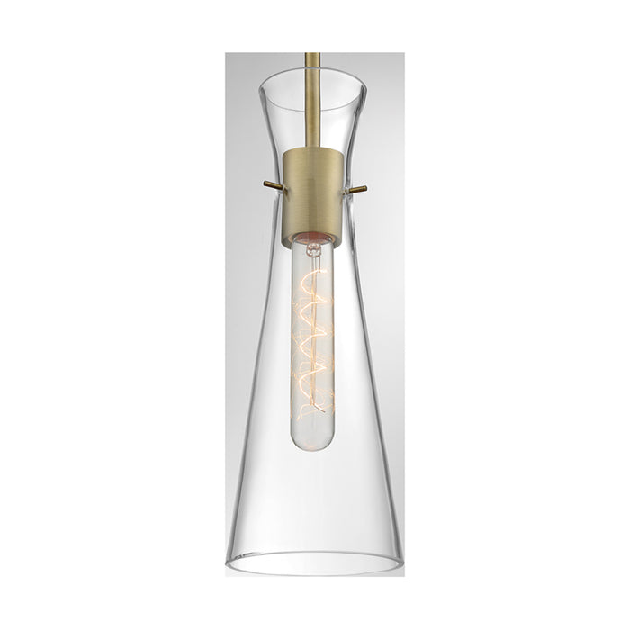 SATCO/NUVO Alondra 1-Light Mini Pendant Fixture Vintage Brass Finish With Clear Glass (60-6860)