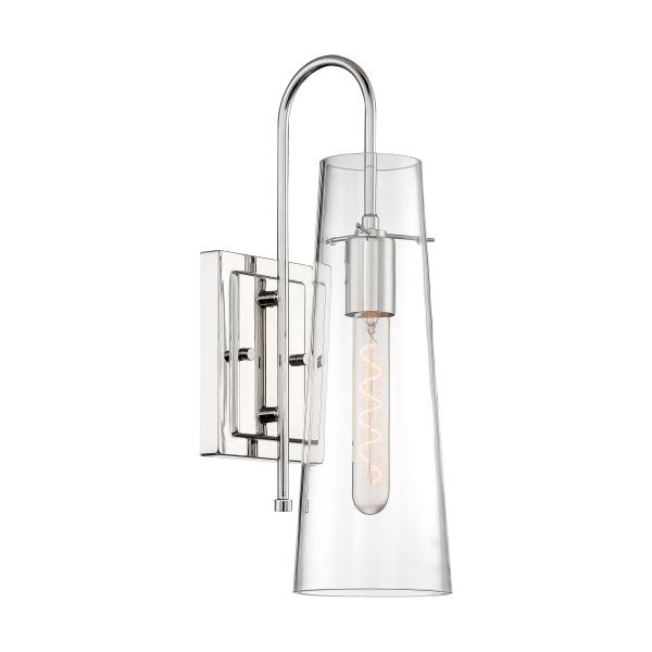 SATCO/NUVO Alondra 1-Light Wall Sconce Fixture Polished Nickel Finish With Clear Glass (60-6869)